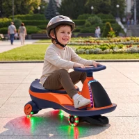 AIYAPLAY Voiture Électrique Enfant 12V, Véhicule Électrique Enfant avec Batterie Lithium, Éclairage RGB, Roues Lumineuses, Orange(m-17)