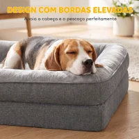 PawHut Cama para Cães Médios e Gatos com Base Antiderrapante e Capa Lavável 91x68x16 cm Cinzento(m-4)