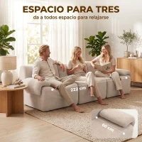 HOMCOM Sofá 3 Plazas Modular 277 cm de Chenilla sin Armazón Cojín Grueso con Muelles Asiento Ancho Profundo sin Montaje Beige(m-6)