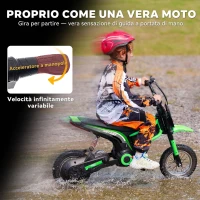 HOMCOM Moto Elettrica per Bambini con Acceleratore Manuale, 2 Velocità 8-16km/h, Età 8-12 Anni, Verde(m-4)