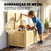 Outsunny Baú de Armazenamento Exterior em Madeira 172 L com Tampa Articulada Resistente às Intempéries para Jardim Madeira(m-5)