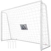 HOMCOM Porta da Calcio da Esterno in Metallo con Bersaglio e Pali in Tessuto Oxford, 186x62x123 cm, Bianca(m-11)