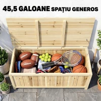Outsunny Bancă de Depozitare pentru Grădină de 172L din Lemn de Brad, 120x55x45cm, Culoare Lemn(m-4)