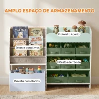 AIYAPLAY Organizador Infantil com Estante para Livros 8 Caixas de Tecido Gaveta com Rodas e Prateleira Branco(m-4)