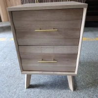 Minimalist Oak Double Drawer Bedside Table with Metal Handles, Modern Bedside Storage Cabinet for Bedroom, 50L x 40W x 58H cm, Oak(m-11)