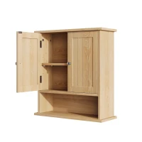 Wall-Mounted Vanity with Double Doors and Adjustable Shelf, Waterproof Wall Cabinet for Bathroom and Kitchen, 55L x 20W x 60H cm, Oak(m-13)
