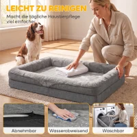 PawHut Hondenbed met verhoogde randen, antislipbodem en wasbare hoes, waterafstotend, 91 x 68 x 16 cm(m-6)