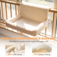 PawHut Cat Radiator Bed, Hanging Warm Hammock w/ Foldable Metal Frame, Removable Washable Cover, Cream(m-5)