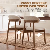 HOMCOM Esszimmerstühle atmungsaktives Kunstleinen Küchenstühle Holzbeine 2er Set Cremeweiß(m-7)