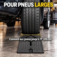 HOMCOM Lot de 2 Rampes Voiture 4T HDPE Pente Douce 90cm Rampe de Levage Butée Antidérapante Largeur 29,5cm 90x29,5x22,5cm Noir(m-7)
