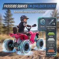 AIYAPLAY Quad Elétrico Infantil 24V 2 Lugares com 2 Motores de 120 W, Suspensão às 4 Rodas e Arranque Suave, Rosa(m-7)