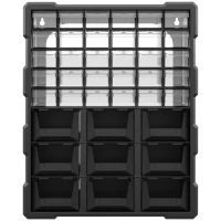 DURHAND Plastic 39 Drawer Parts Organiser Wall Mount Storage Cabinet Garage Small Nuts Bolts Tool Black(m-1)