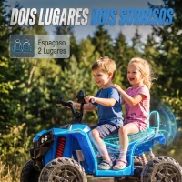 AIYAPLAY Quad Elétrico Infantil 24 V, 2 Lugares, 2 Motores de 120 W, Suspensão às 4 Rodas e Arranque Suave, Azul(m-5)