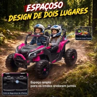AIYAPLAY UTV elétrico infantil 24 V de 2 lugares, 2 motores de 120 W, comando à distância e suspensão às 4 rodas, rosa(m-5)