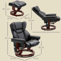 HOMCOM Relaxsessel mit Massagefunktion Fußhocker Liegefunktion Kunstleder 79 x 82 x 101 cm(m-3)