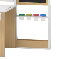 AIYAPLAY Ensemble Table pour Enfant avec Banc en Bois 5-en-1 avec Chevalet, Tableau Noir et Blanc Double Face, 3-8 Ans, Blanc(m-12)