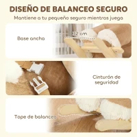AIYAPLAY Caballito Balancín para Bebés Sonidos de Cascos y Relinchos Base de Madera Cinturón de Seguridad 18 a 36 Meses Marrón(m-5)