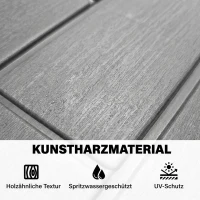 Outsunny Gartenbox 227,4 Liter Wasserdicht Abschließbar UV-beständig Auflagenbox mit Holzoptik für Garten 106,5x43x54,5cm Grau(m-5)