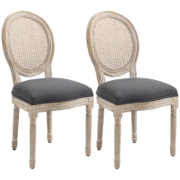 HOMCOM Lot de 2 chaises de Salle à Manger - Chaise de Salon médaillon Style Louis XVI - Bois Massif sculpté, patiné(m-14)