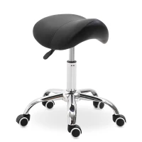 HOMCOM Taburete con Ruedas Taburete Giratoria con Altura Ajustable Taburete Cosmética Dentista Peluqueria 52x53x49-61 cm Negro(m-1)