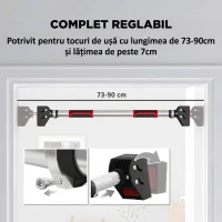 SPORTNOW Bară pentru tracțiuni cu lățime reglabilă, mânere antialunecare, 75-92x10x7 cm, roșu și negru(m-4)