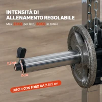 SPORTNOW 3 in 1 Palestra Multifunzione con Sistema di Cavi Incrociati Regolabile, Squat Rack Regolabile, Barra Bilanciere, Barre Trazioni(m-7)