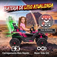 AIYAPLAY UTV elétrico infantil 24 V de 2 lugares, 2 motores de 120 W, comando à distância e suspensão às 4 rodas, rosa(m-6)