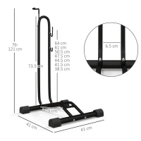 SPORTNOW Vertical and Horizontal Bike Rack Bicycle, Storage Stand with Adjustable Hooks, for 24"-29" Wheels, 700c Bike(m-3)