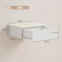 HOMCOM 2-delig set nachtkastjes, wandmontage ontwerp, lade, voor slaapkamer, spaanplaat, Wit(m-3)