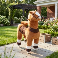 AIYAPLAY Reitpferd auf Rollen Spielpferd zum Reiten mit 4 Rädern Griffe Fußstütze, 95 cm hoch bis 40 kg, für Kinder 4-12 Jahren(m-8)