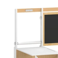 AIYAPLAY Ensemble Table pour Enfant avec Banc en Bois 5-en-1 avec Chevalet, Tableau Noir et Blanc Double Face, 3-8 Ans, Blanc(m-14)