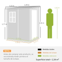 Outsunny Cobertizo de jardín 1,54 m² para herramientas puerta con cerradura, ventilación y ventana dim. 122cm L x 149cm An x 192/177cm Al, gris(m-3)