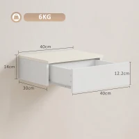 HOMCOM Floating Bedside Table Set of 2, Wall-Mounted Nightstand with High Gloss Finish & Storage Drawer, White(m-3)