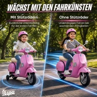 AIYAPLAY Elektryczny motocykl dziecięcy Vespa PX150 12V z akumulatorem litowym 35W 2 silniki ograniczenie skrętu 25° dla 3-6 lat(m-5)