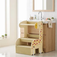 AIYAPLAY Torre de Aprendizaje Montessori Infantil Diseño de Jirafa de Madera con 2 Escalones Anchos Barandilla 3-8 Años Amarillo(m-8)