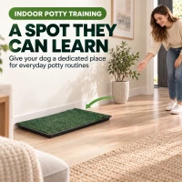 PawHut Dog Toilet Tray, Dog Grass Pee Pad with Artificial Grass Mat, Drainage System for Puppy Training 88x56.5cm(m-4)