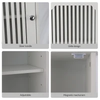Tall Bathroom Cabinet with Louvered Doors and Adjustable Shelves, Slim Storage Unit for Bathroom and Hallway, 36L x 30W x 163H cm, White(m-4)