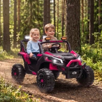 AIYAPLAY Voiture Electrique Enfants UTV 24V 2 Places, 2 Moteurs 120W, Batterie Lithium, 4-6km/h, Télécommande, 3-8 Ans, Rose(m-15)
