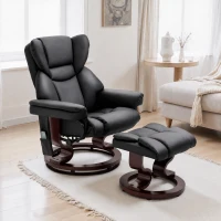 HOMCOM Relaxsessel mit Massagefunktion Fußhocker Liegefunktion Kunstleder 79 x 82 x 101 cm(m-18)