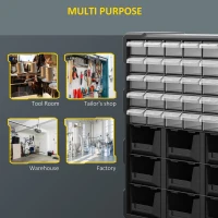 DURHAND Plastic 39 Drawer Parts Organiser Wall Mount Storage Cabinet Garage Small Nuts Bolts Tool Black(m-5)