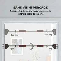 SPORTNOW Barre de traction pour porte, barre de musculation pour cadres de porte sans vis - longueur ajustable (72-109cm)(m-5)