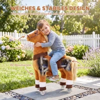 AIYAPLAY Reitpferd auf Rollen Spielpferd zum Reiten mit 4 Rädern Griffe Fußstütze, 95 cm hoch bis 40 kg, für Kinder 4-12 Jahren(m-6)