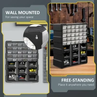 DURHAND Plastic 39 Drawer Parts Organiser Wall Mount Storage Cabinet Garage Small Nuts Bolts Tool Black(m-4)