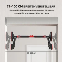 SPORTNOW Optrekstang, verstelbaar 80-110cm, met Waterpas, 6-Puntsondersteuning, Metaal, Zwart/Rood(m-4)