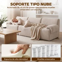 HOMCOM Sofá 3 Plazas Modular 277 cm de Chenilla sin Armazón Cojín Grueso con Muelles Asiento Ancho Profundo sin Montaje Beige(m-5)