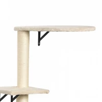PawHut Wandgemonteerd krabpaal-set, sisal krabvlakken, 4 delen, voor 1-3 katten, Beige(m-13)
