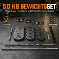 SPORTNOW 3 in 1 Hanteln Set 50 kg verstellbar 2er Hantelset mit Verbindungsrohr EZ-Curl-Stange Rutschfest ür Männer und Frauen(m-5)