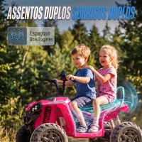 AIYAPLAY Quad Elétrico Infantil 24V 2 Lugares com 2 Motores de 120 W, Suspensão às 4 Rodas e Arranque Suave, Rosa(m-5)