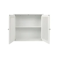Wall-Mounted Bathroom Cabinet with Louvered Double Doors, Modern Medicine Cabinet for Bathroom and Hallway, 60L x 20W x 52H cm, White(m-9)