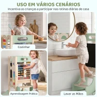 AIYAPLAY Torre de Aprendizagem Infantil Montessori 6 em 1 com Quadro, Banco de Cozinha para Crianças dos 2 aos 6 Anos, Verde(m-6)